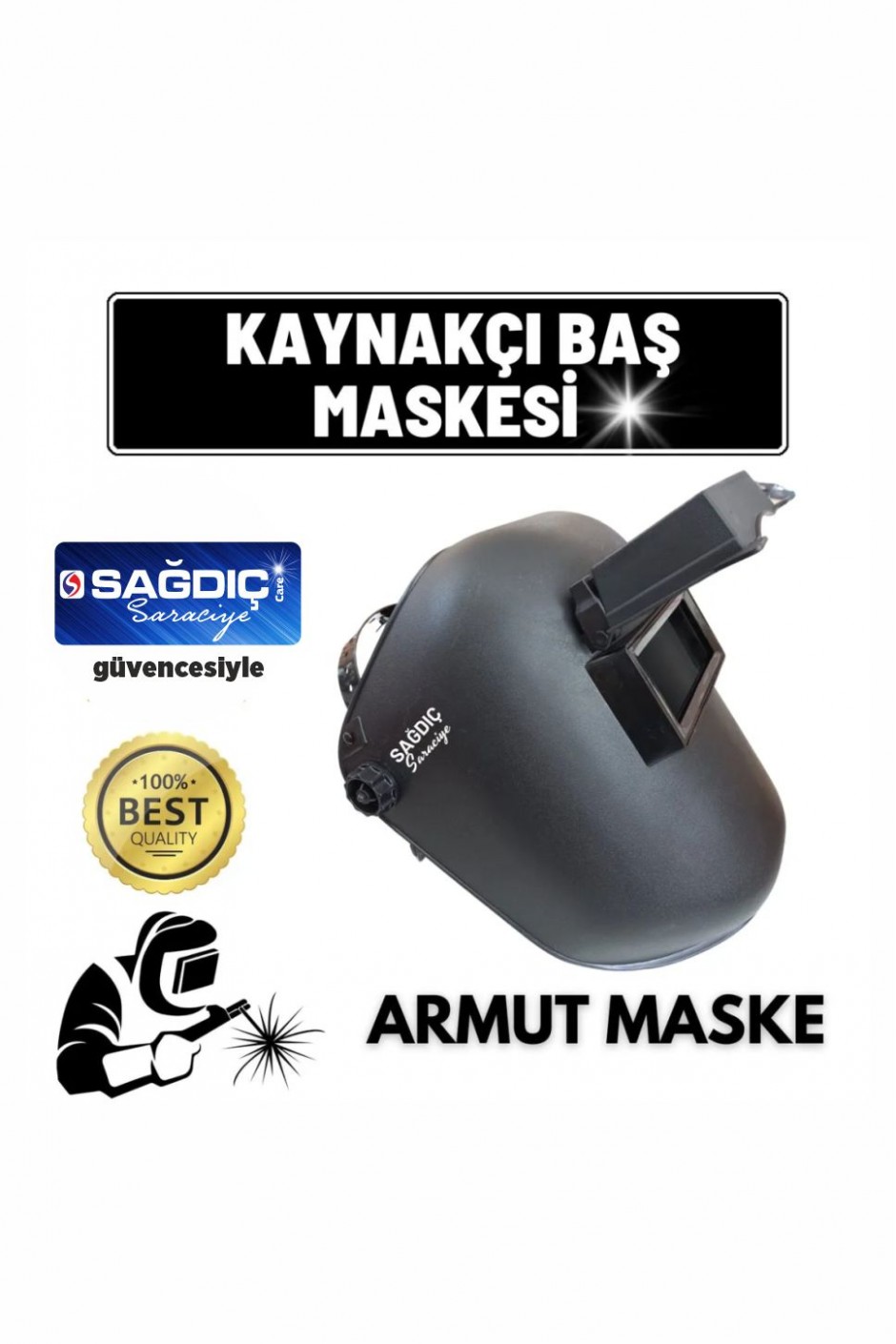 Kaynakçı Armut Tip Baş Kaynak Maskesi Camsız